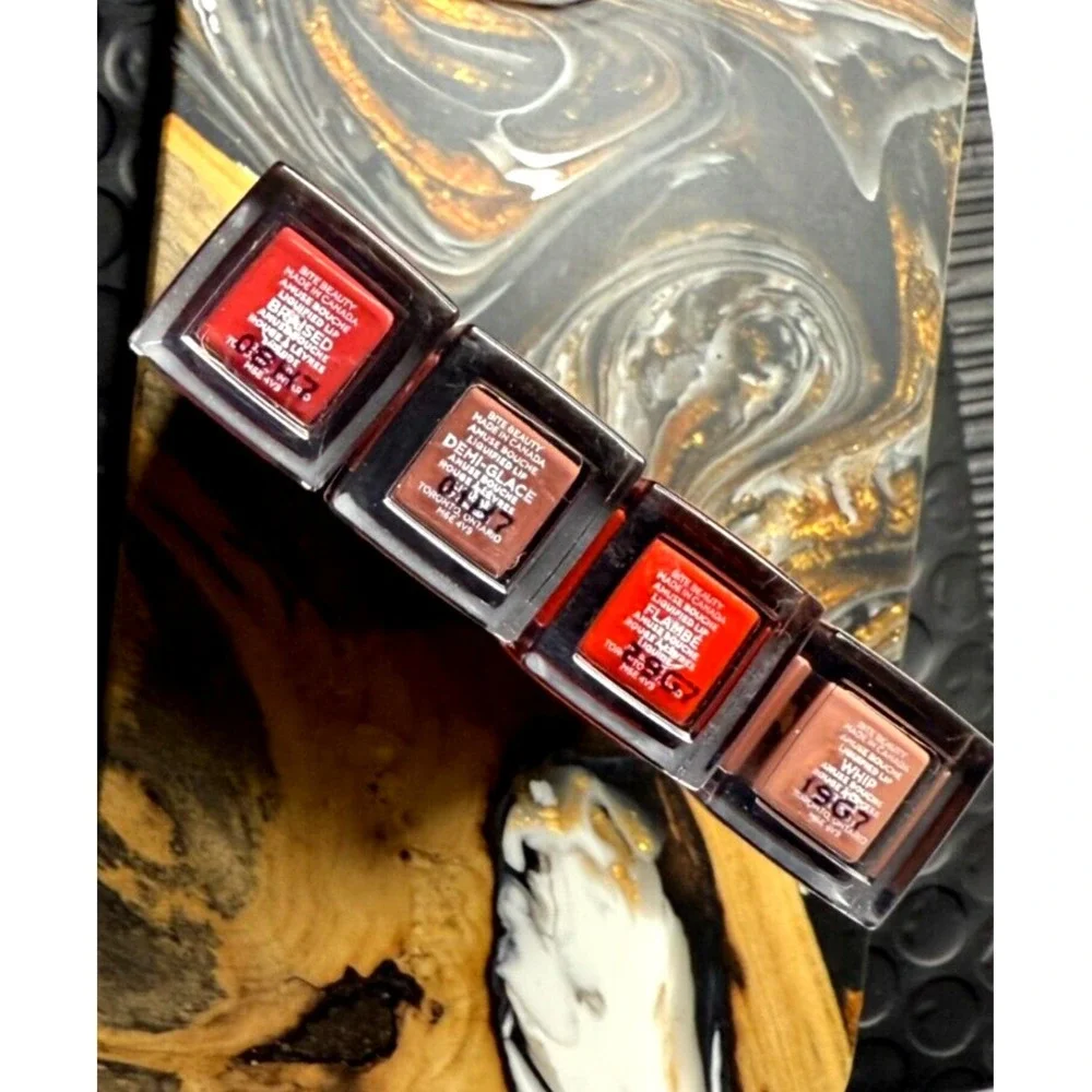 BITE Beauty BUNDLE Liquified Lipstick Braised+Demi-Glace+Flambe+Whip Minis .07oz